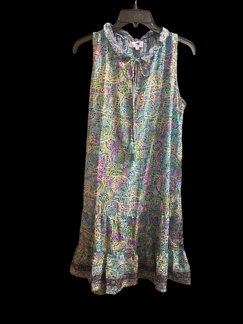 Sunny Oceans Sz XL Silk Boho Sleeveless Printed  Multicolor Dress
